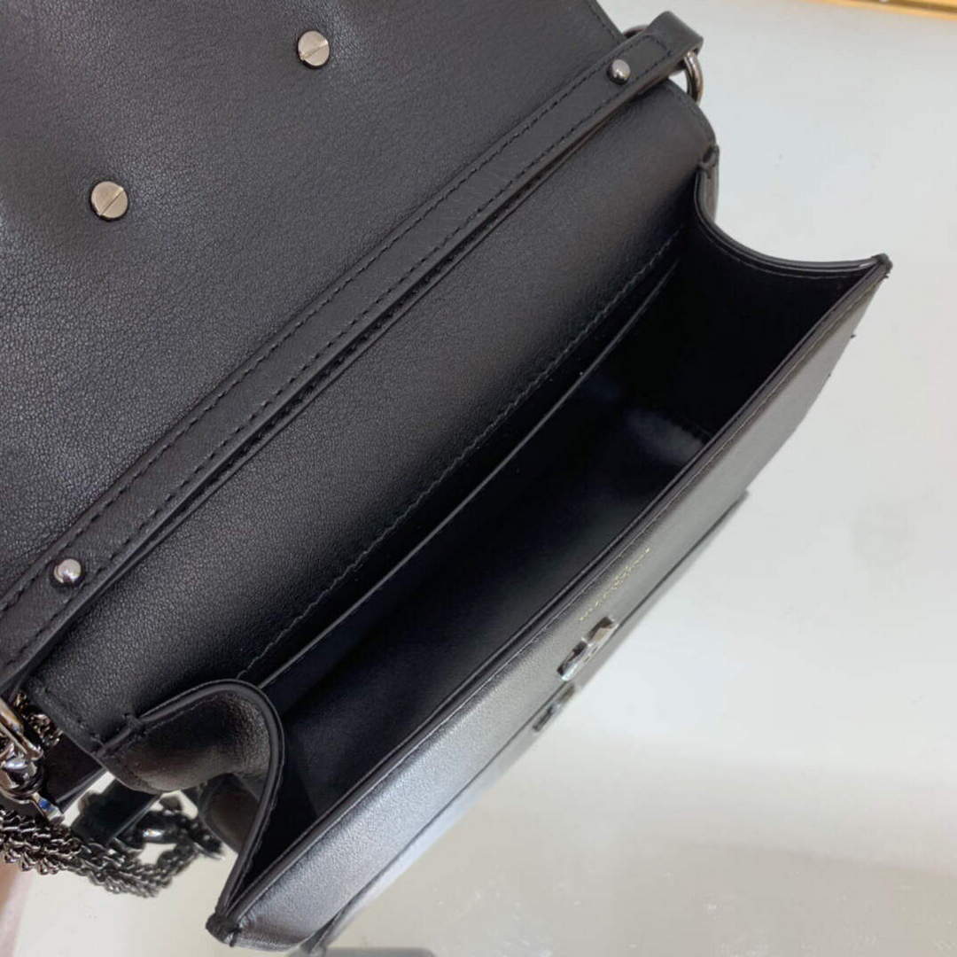 Valentino WB0K53ZXL Star diamond Loc¨° Small Shoulder Bag in Calfskin Black