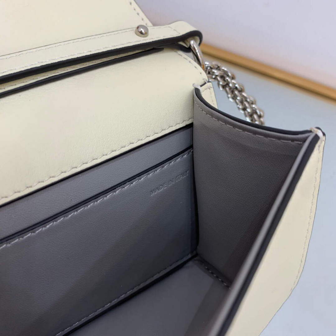 Valentino WB0K53ZXL Star diamond Loc¨° Small Shoulder Bag in Calfskin Light Ivory