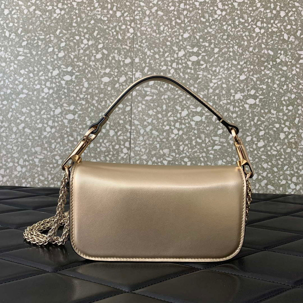 Valentino WB0K53ZXL Star diamond Loc¨° Small Shoulder Bag in Calfskin Gray Gold
