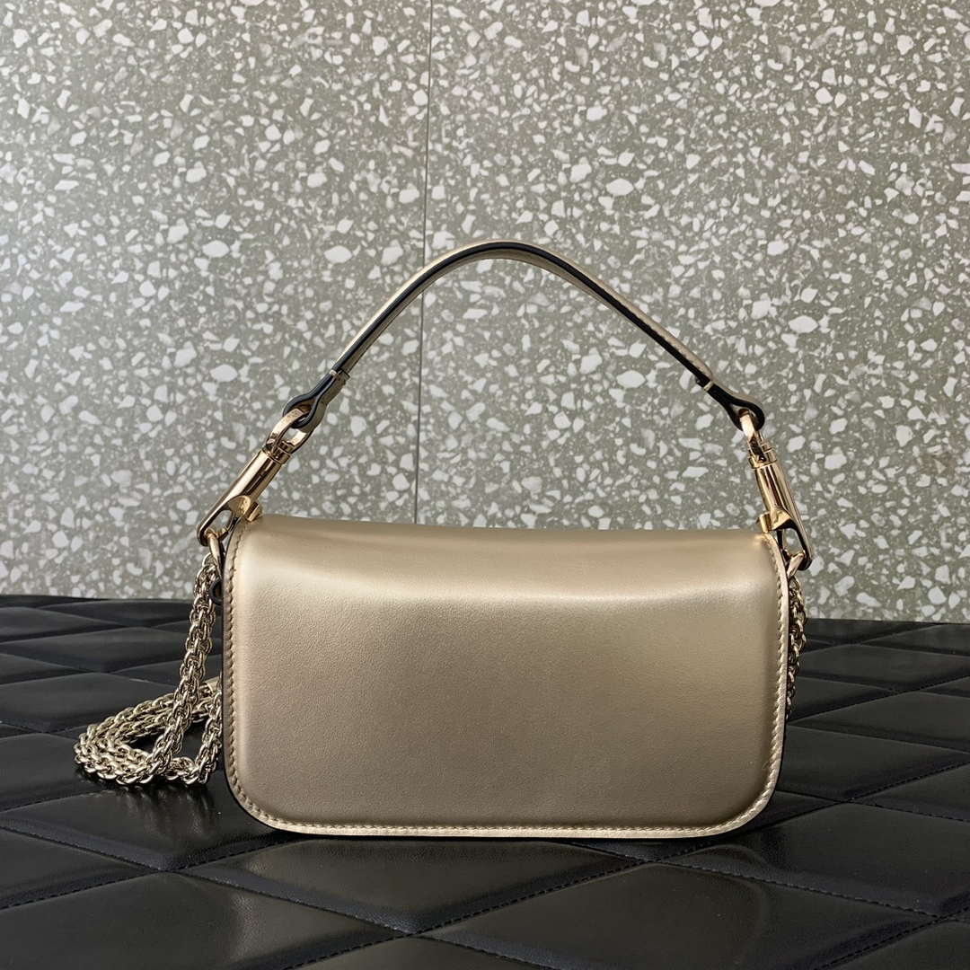 Valentino WB0K53ZXL Star diamond Loc¨° Small Shoulder Bag in Calfskin Gray Gold