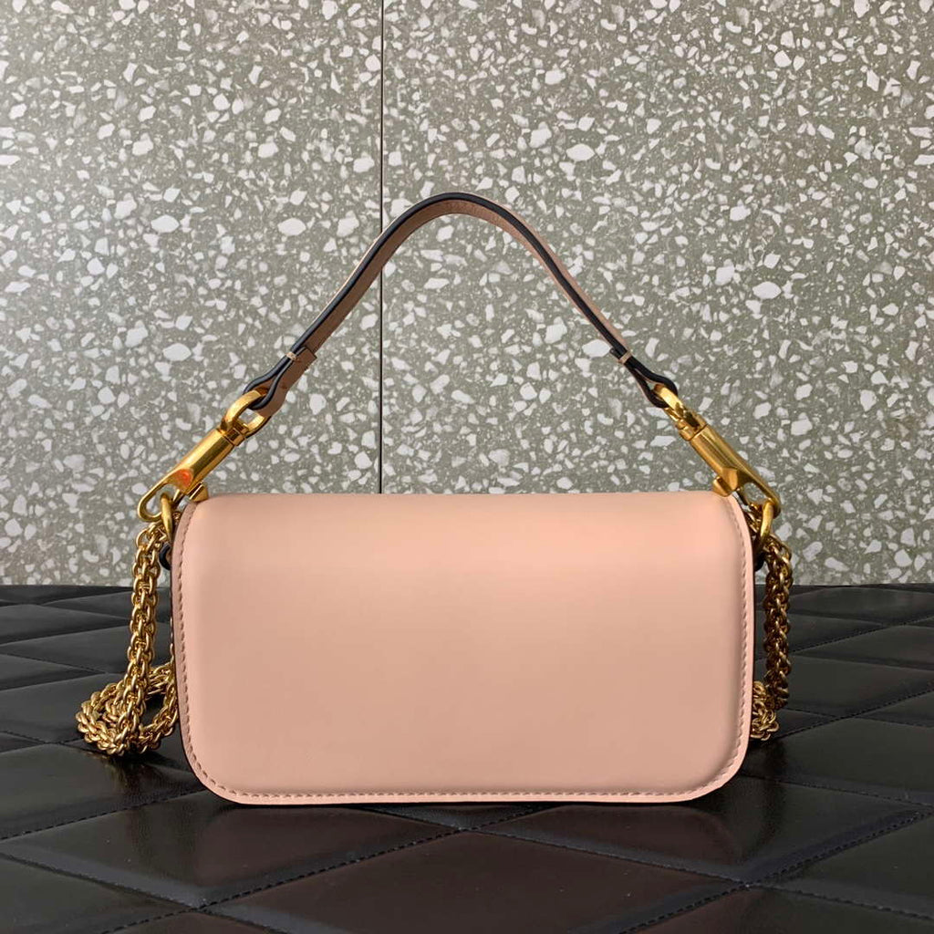 Valentino WB0K53ZXL Star diamond Loc¨° Small Shoulder Bag in Calfskin Nude Pink