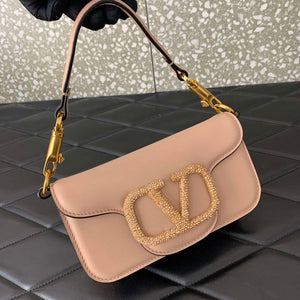 Valentino WB0K53ZXL Star diamond Loc¨° Small Shoulder Bag in Calfskin Nude Pink - Default Title - View 4