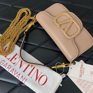 Valentino WB0K53ZXL Star diamond Loc¨° Small Shoulder Bag in Calfskin Nude Pink - Default Title - View 5