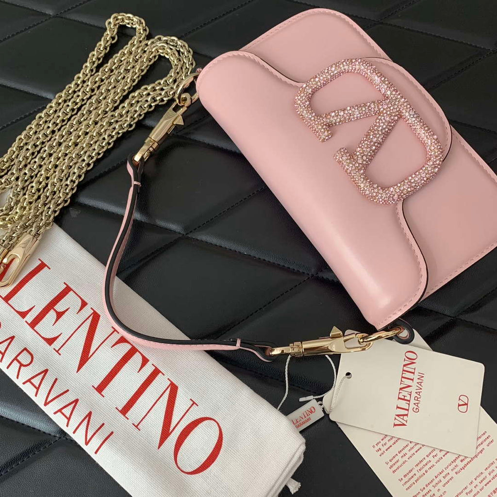 Valentino WB0K53ZXL Star diamond Loc¨° Small Shoulder Bag in Calfskin Pink