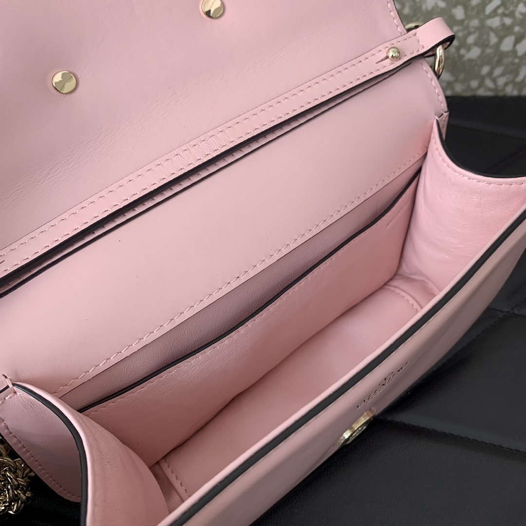 Valentino WB0K53ZXL Star diamond Loc¨° Small Shoulder Bag in Calfskin Pink