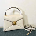 Valentino WB0K58ILK Medium One Stud Grainy Calfskin Handbag Light Ivory - Default Title - View 1