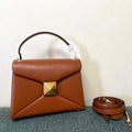 Valentino WB0K58ILK Medium One Stud Grainy Calfskin Handbag Brown - Default Title - View 1