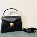 Valentino WB0K58ILK Medium One Stud Grainy Calfskin Handbag Black - Default Title - View 1