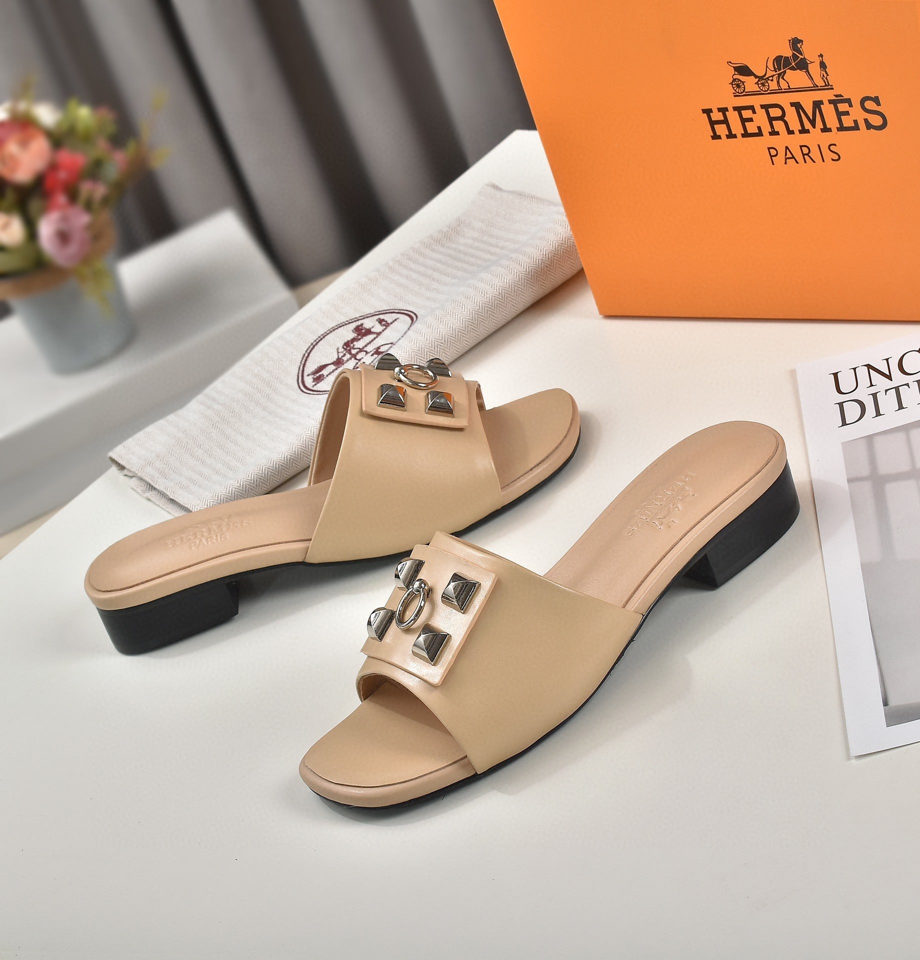 Hermes Women Shoes Designer Hermes Slippers Heel 60mm V80083