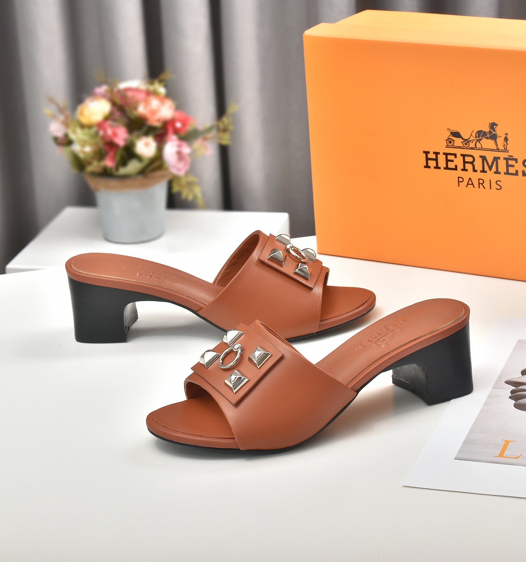 Hermes Women Shoes Designer Hermes Slippers Heel 60mm H70034