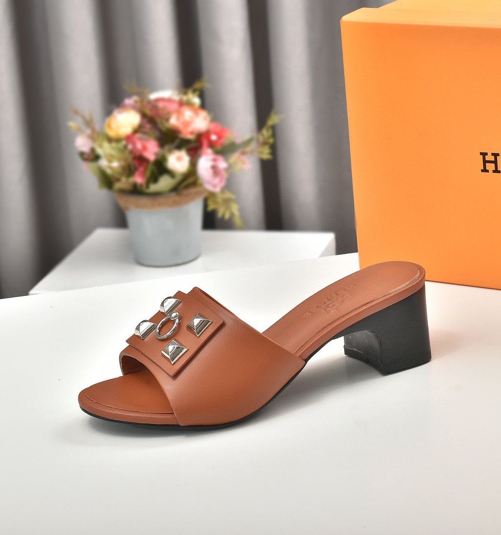 Hermes Women Shoes Designer Hermes Slippers Heel 60mm H70034
