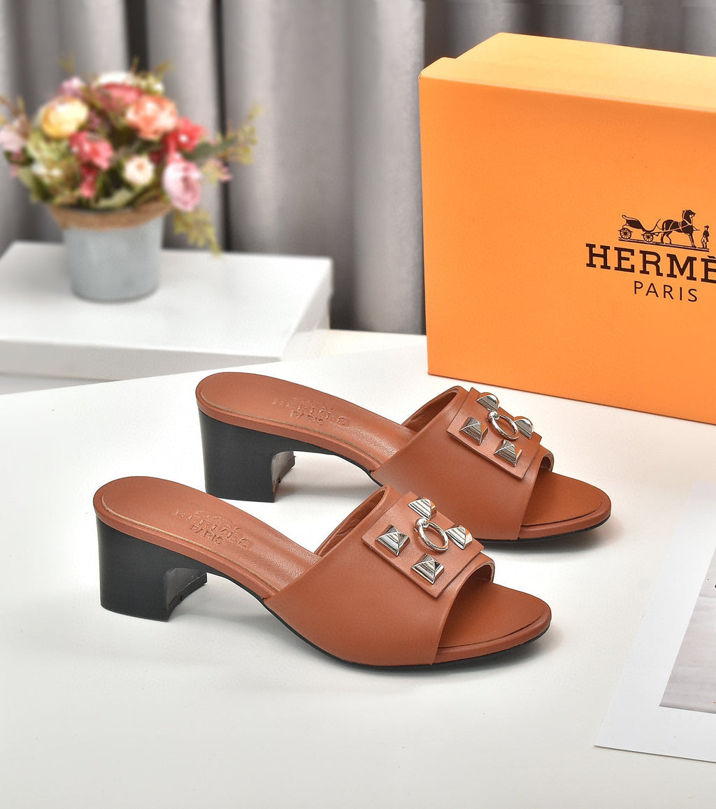 Hermes Women Shoes Designer Hermes Slippers Heel 60mm H70034