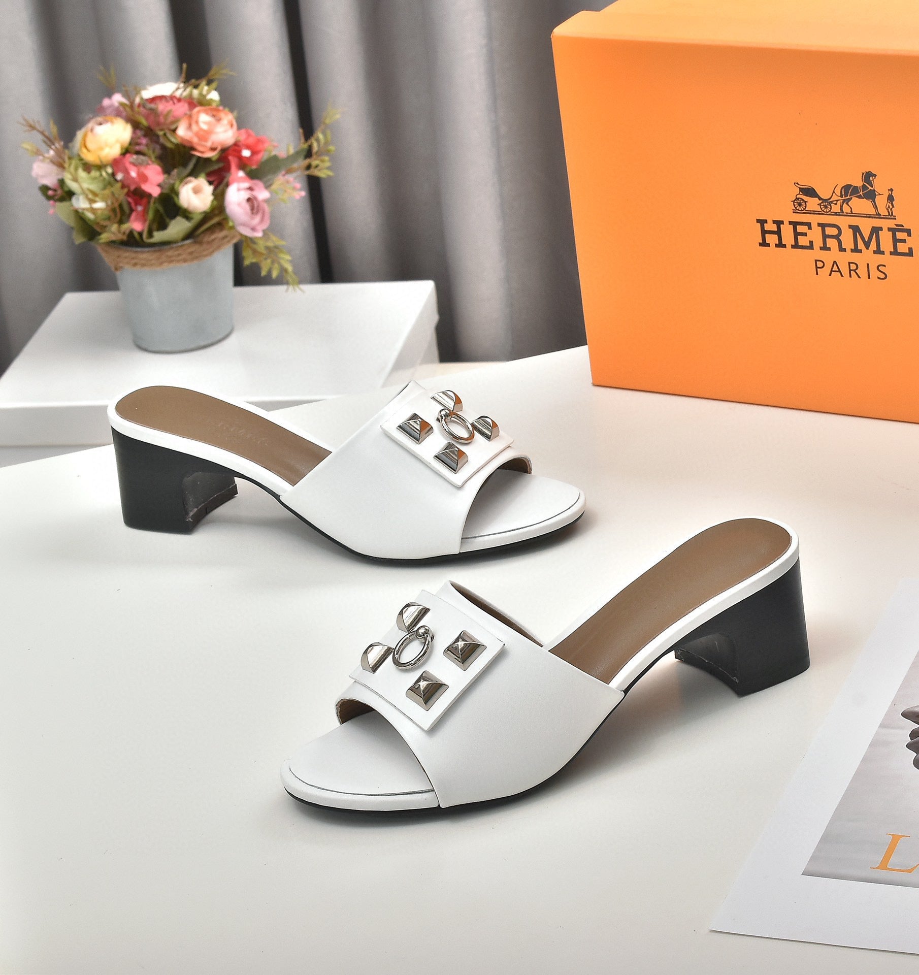 Hermes Women Shoes Designer Hermes Slippers Heel 60mm H70036 - 35 - View 2