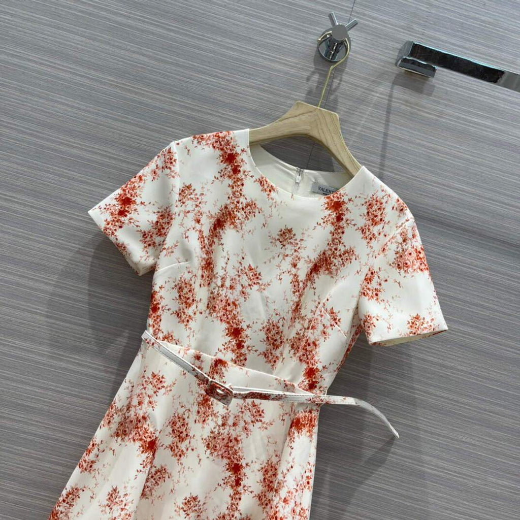 Valentino Women's Clothing Designer Valentino Printed bouquet waist Dress 38116