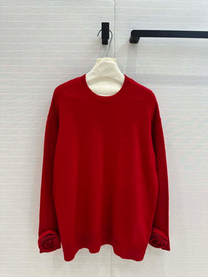 Valentino Women's Clothing Sweater Rose Sleeves Red V38112 - S - View 1