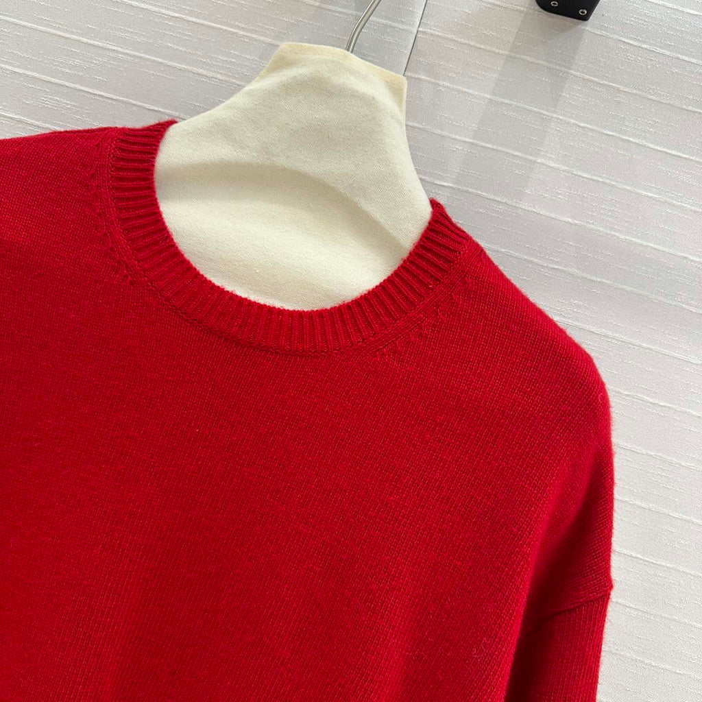 Valentino Women's Clothing Sweater Rose Sleeves Red V38112