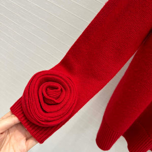 Valentino Women's Clothing Sweater Rose Sleeves Red V38112 - S - View 5
