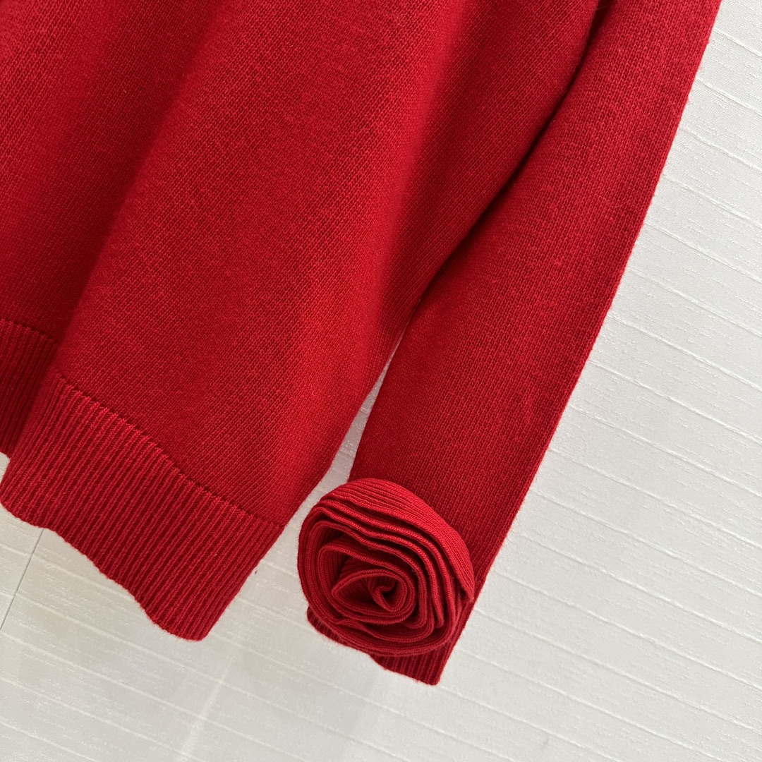 Valentino Women's Clothing Sweater Rose Sleeves Red V38112