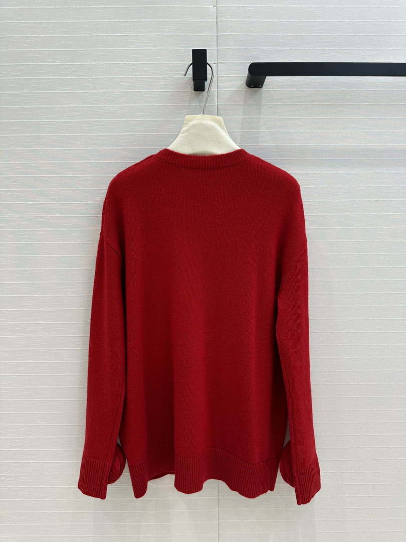 Valentino Women's Clothing Sweater Rose Sleeves Red V38112