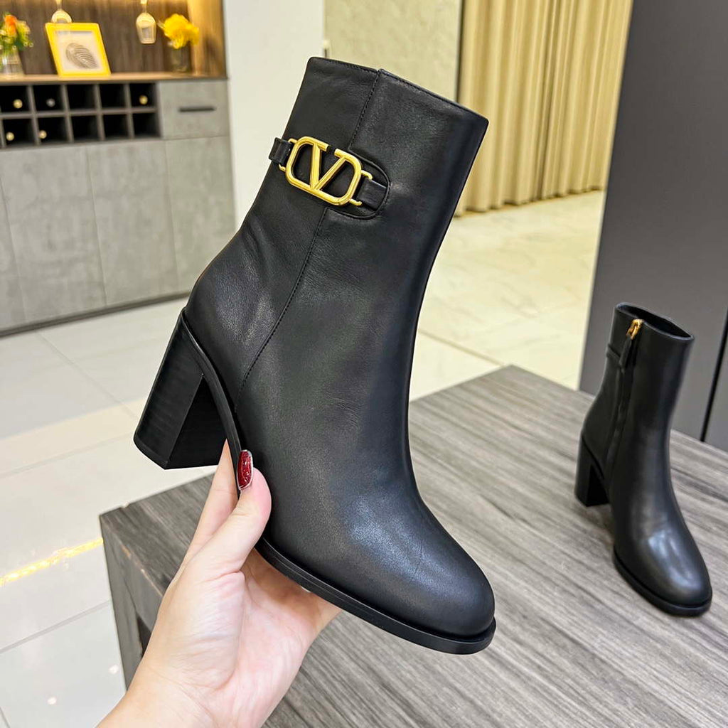 Valentino Women's Shoes 1W2S0CK1DSH0NO Vlogo Signature Calfskin Ankle Boot 194616