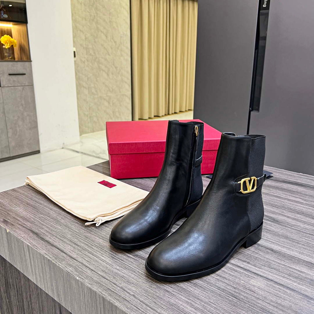 Valentino Women's Shoes 1W2S0CT1PYH0NO Vlogo Signature Calfskin Ankle Boot 194612