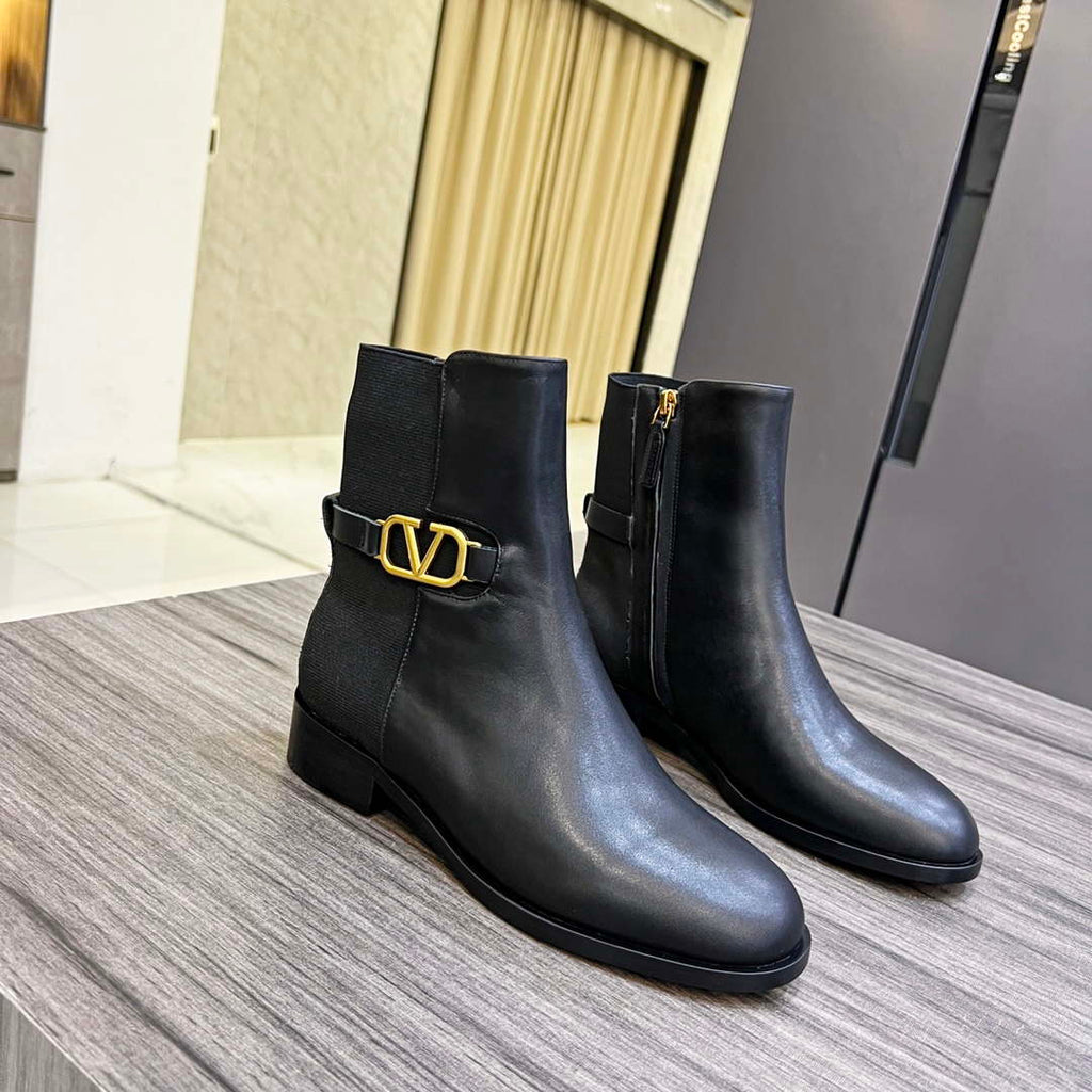 Valentino Women's Shoes 1W2S0CT1PYH0NO Vlogo Signature Calfskin Ankle Boot 194612