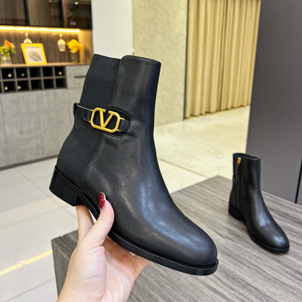 Valentino Women's Shoes 1W2S0CT1PYH0NO Vlogo Signature Calfskin Ankle Boot 194612
