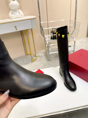 Valentino Women's Shoes  1W2S0ER5ZWM0NO Calfskin Leather Roman Stud Boot 192933 - 35 - View 3