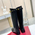 Valentino Women's Shoes  1W2S0ER5ZWM0NO Calfskin Leather Roman Stud Boot 192933 - 35 - View 1