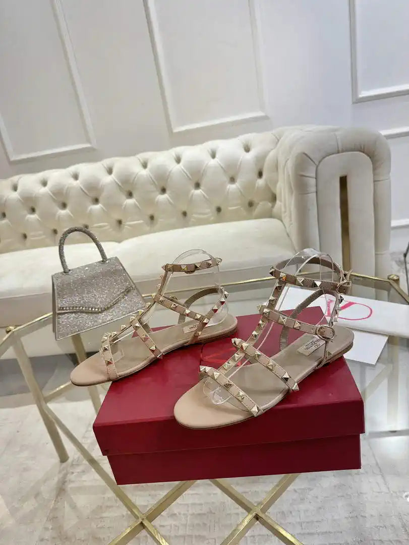 Valentino WS0A05VOD Rockstud Flat Calfskin Sandal With Straps V98900
