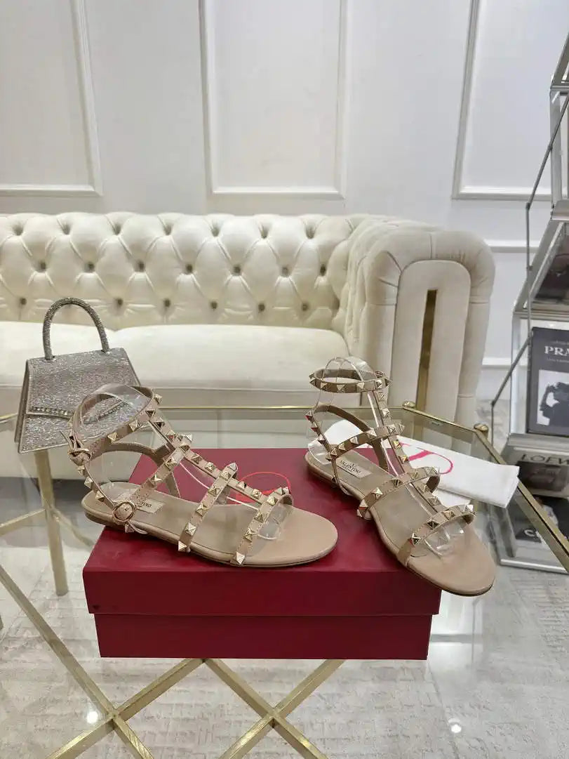 Valentino WS0A05VOD Rockstud Flat Calfskin Sandal With Straps V98900