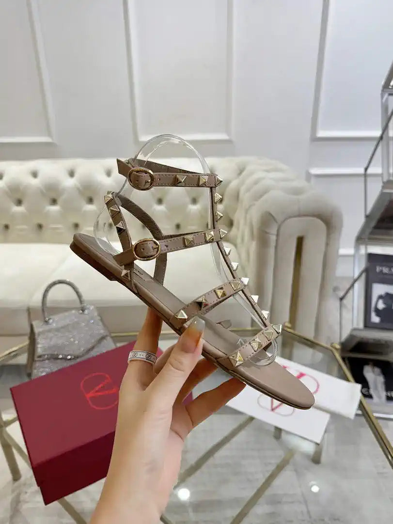 Valentino WS0A05VOD Rockstud Flat Calfskin Sandal With Straps V98900