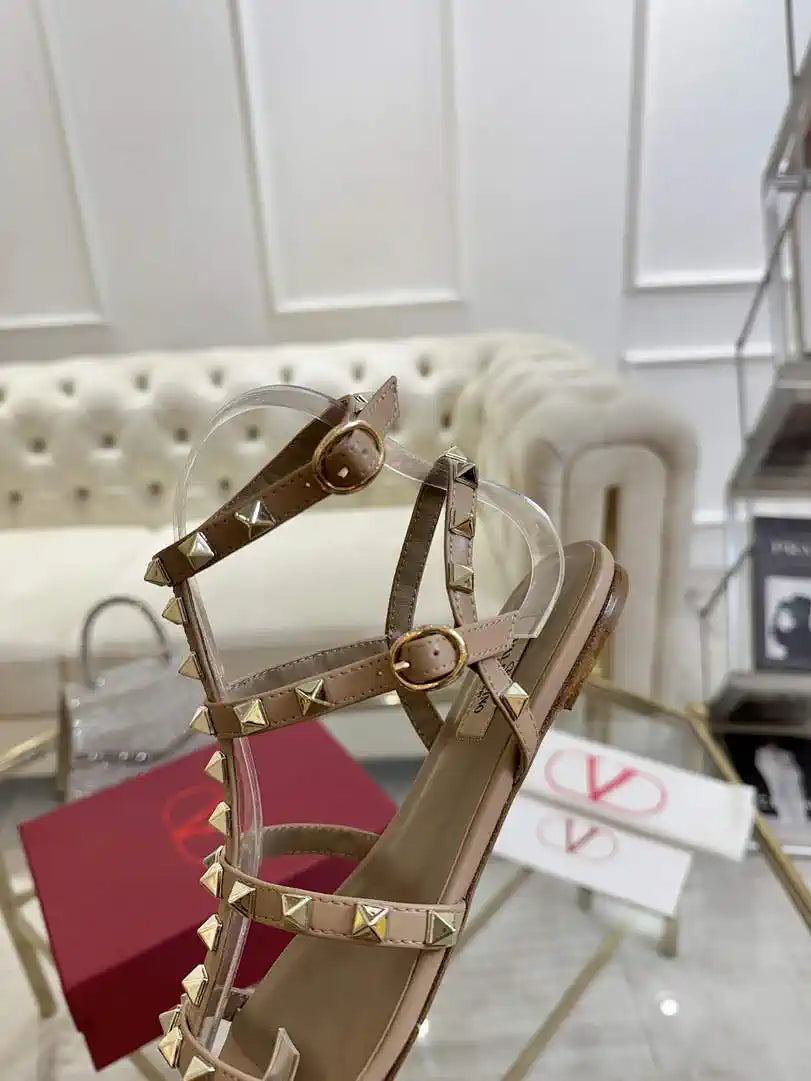Valentino WS0A05VOD Rockstud Flat Calfskin Sandal With Straps V98900