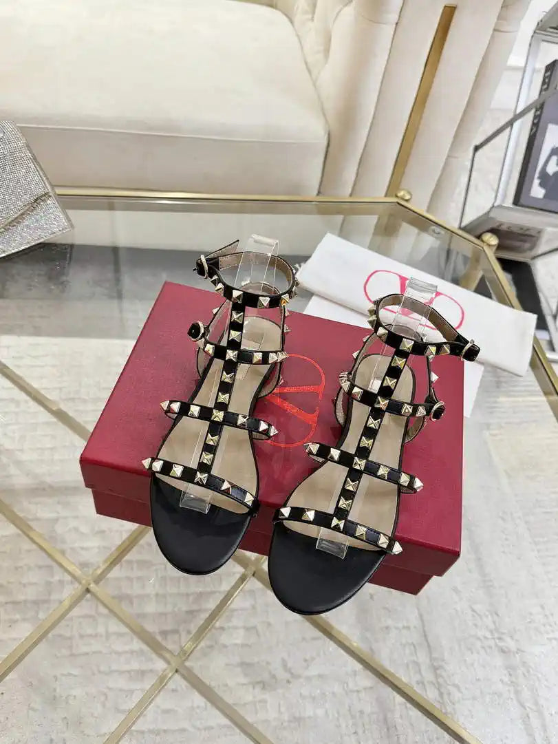 Valentino WS0A05VOD Rockstud Flat Calfskin Sandal With Straps V98901