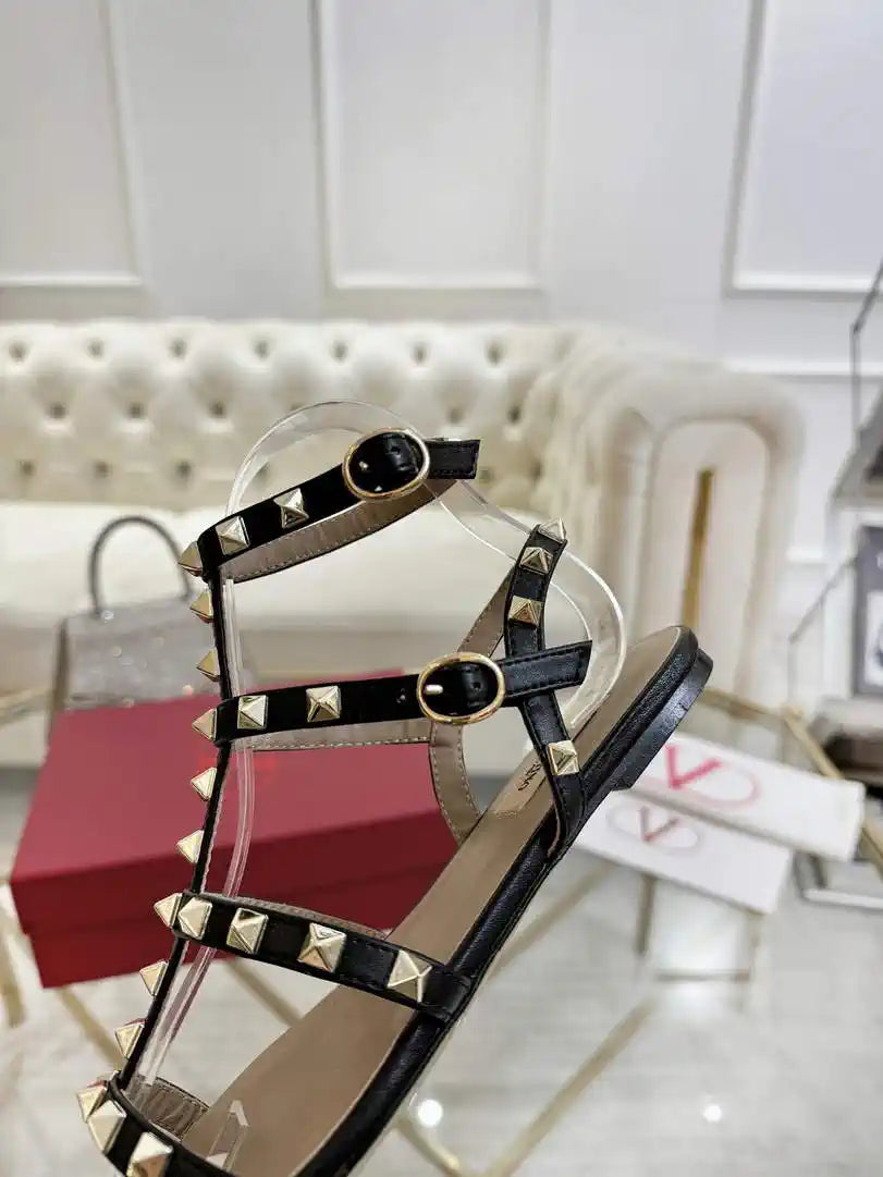 Valentino WS0A05VOD Rockstud Flat Calfskin Sandal With Straps V98901