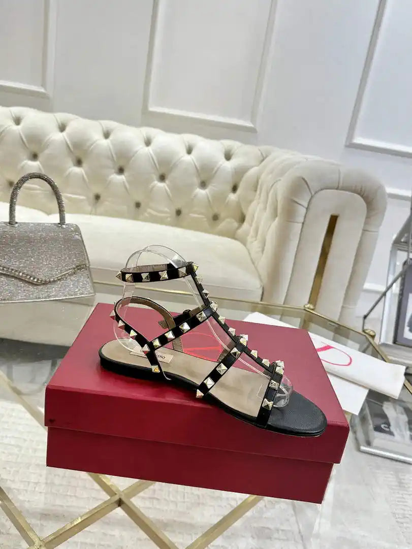 Valentino WS0A05VOD Rockstud Flat Calfskin Sandal With Straps V98901