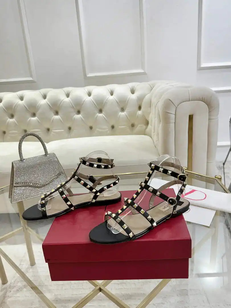 Valentino WS0A05VOD Rockstud Flat Calfskin Sandal With Straps V98901