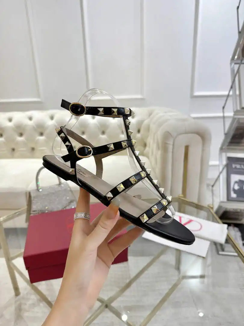 Valentino WS0A05VOD Rockstud Flat Calfskin Sandal With Straps V98901