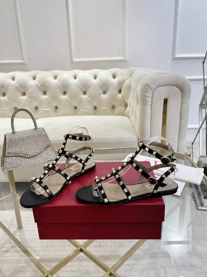 Valentino WS0A05VOD Rockstud Flat Calfskin Sandal With Straps V98901
