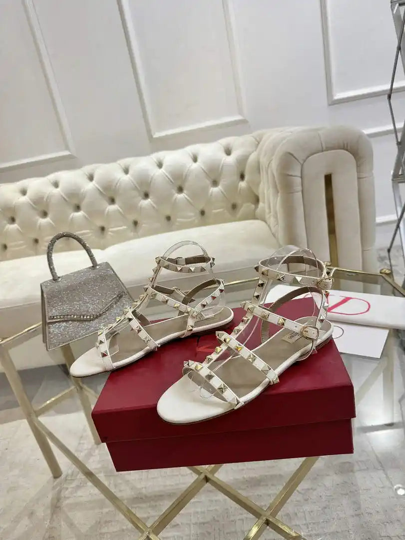 Valentino WS0A05VOD Rockstud Flat Calfskin Sandal With Straps V98902