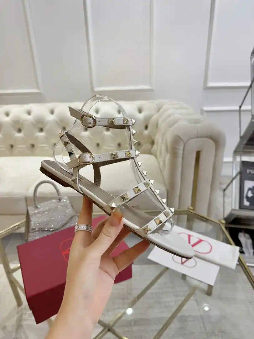Valentino WS0A05VOD Rockstud Flat Calfskin Sandal With Straps V98902