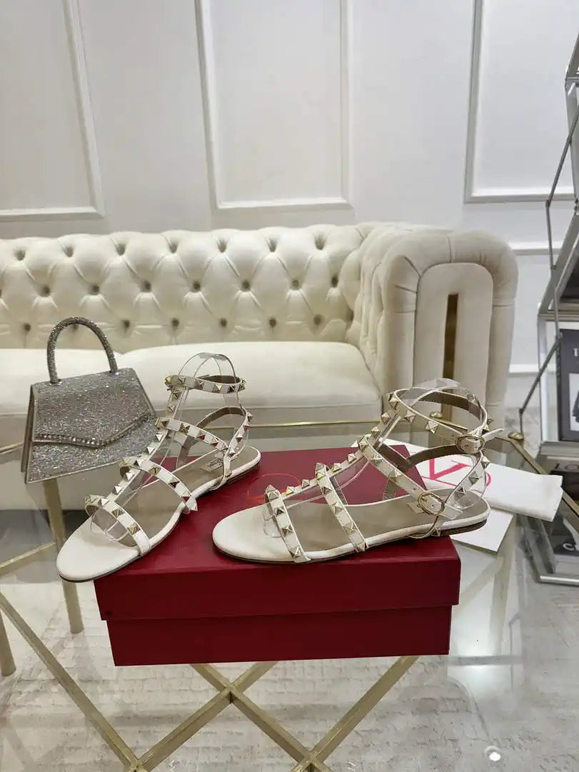 Valentino WS0A05VOD Rockstud Flat Calfskin Sandal With Straps V98902