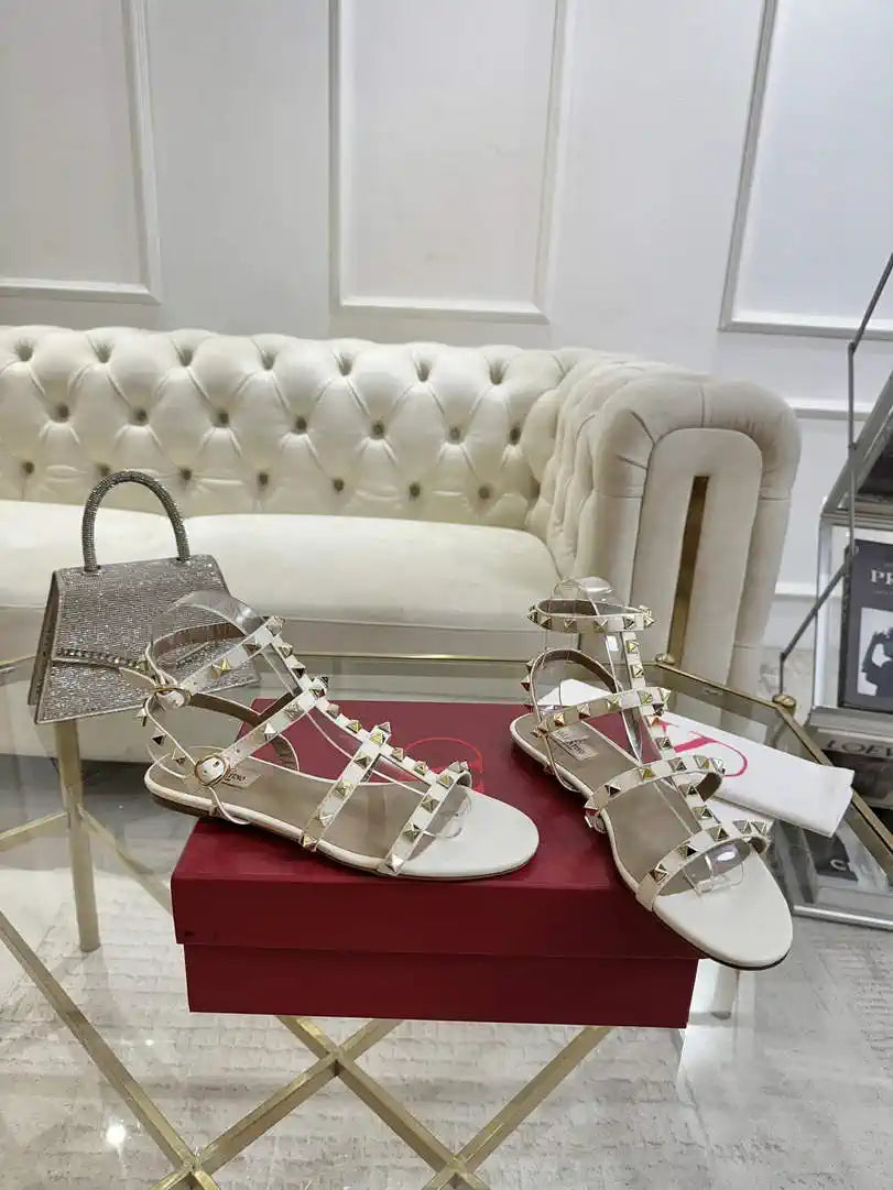 Valentino WS0A05VOD Rockstud Flat Calfskin Sandal With Straps V98902