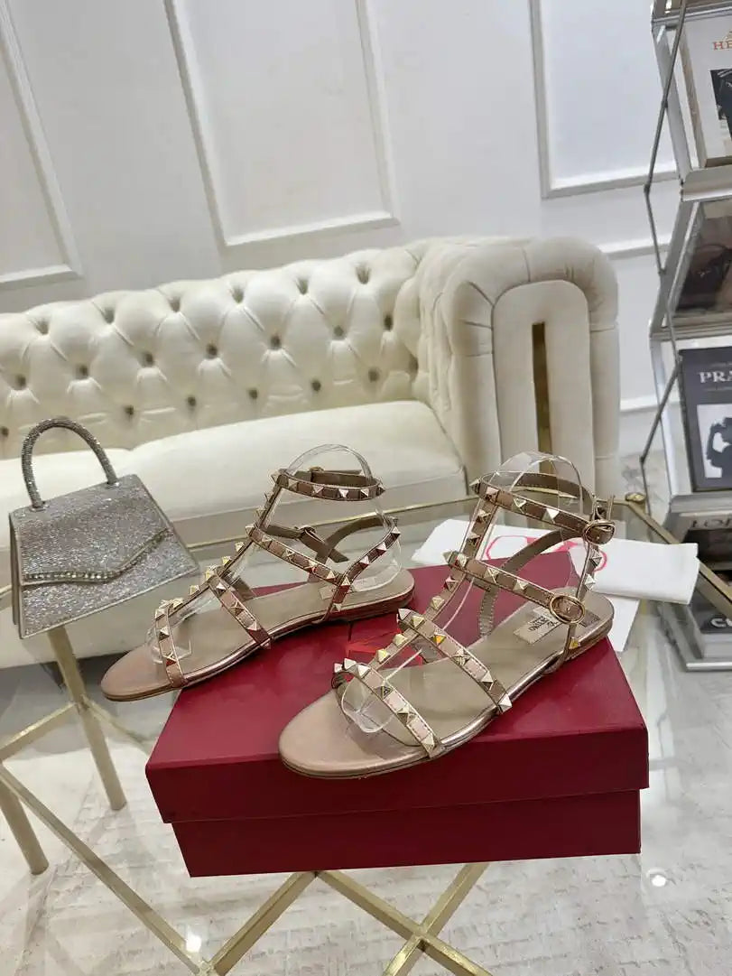 Valentino WS0A05VOD Rockstud Flat Calfskin Sandal With Straps V98903