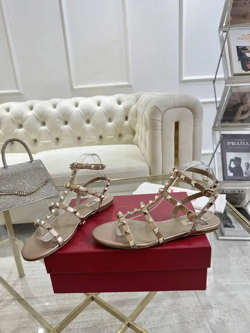 Valentino WS0A05VOD Rockstud Flat Calfskin Sandal With Straps V98903