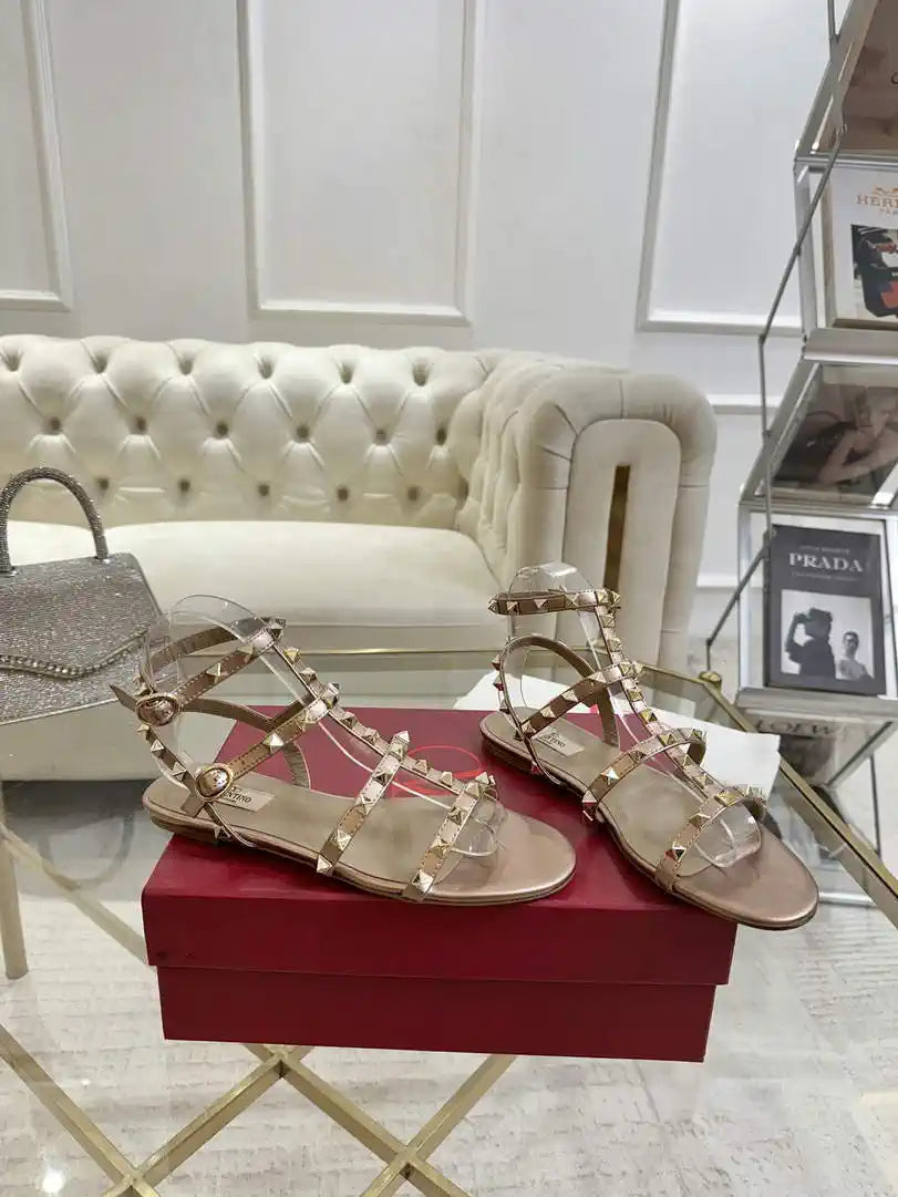 Valentino WS0A05VOD Rockstud Flat Calfskin Sandal With Straps V98903