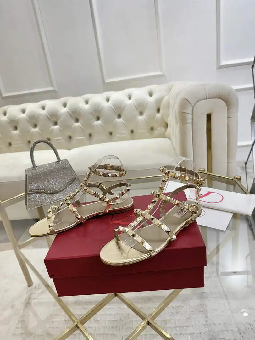 Valentino WS0A05VOD Rockstud Flat Calfskin Sandal With Straps V98904