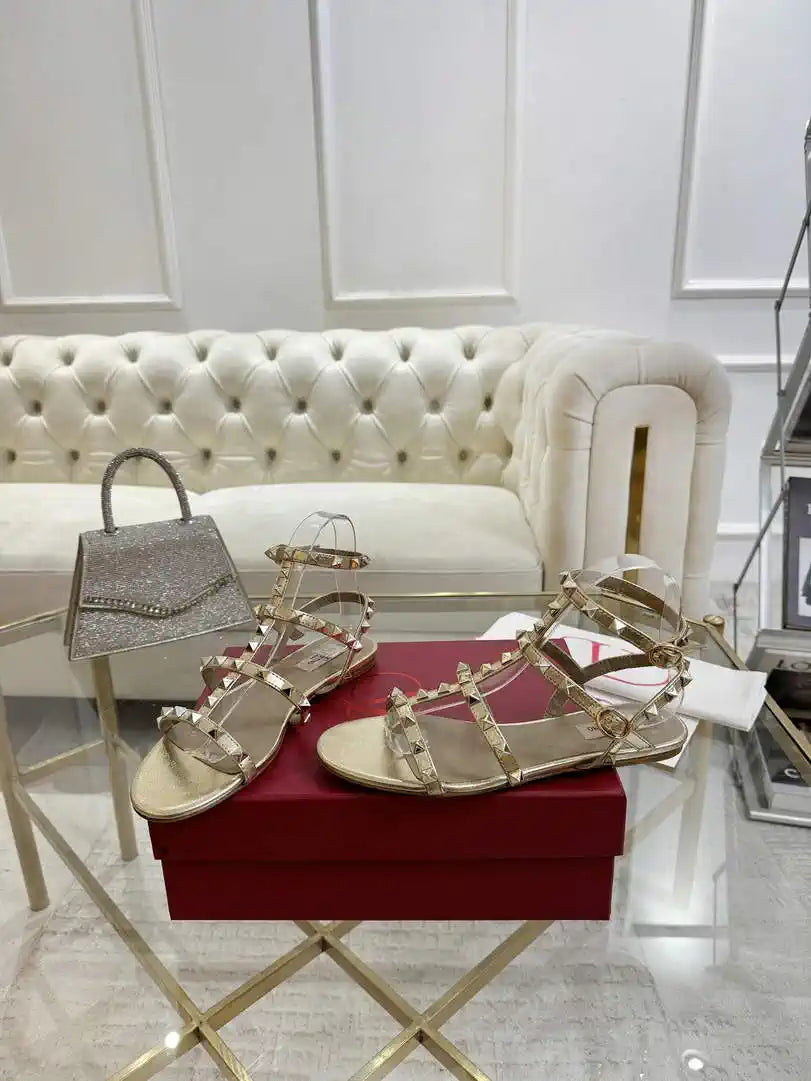 Valentino WS0A05VOD Rockstud Flat Calfskin Sandal With Straps V98904