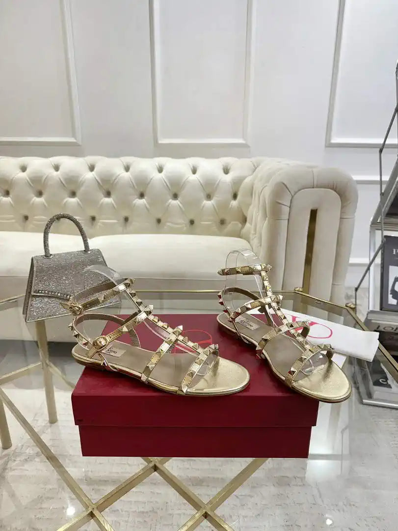Valentino WS0A05VOD Rockstud Flat Calfskin Sandal With Straps V98904