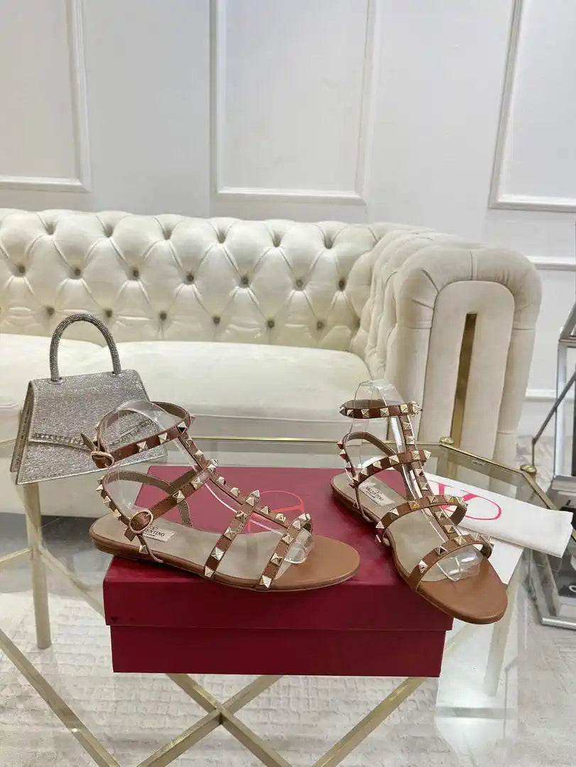 Valentino WS0A05VOD Rockstud Flat Calfskin Sandal With Straps V98905